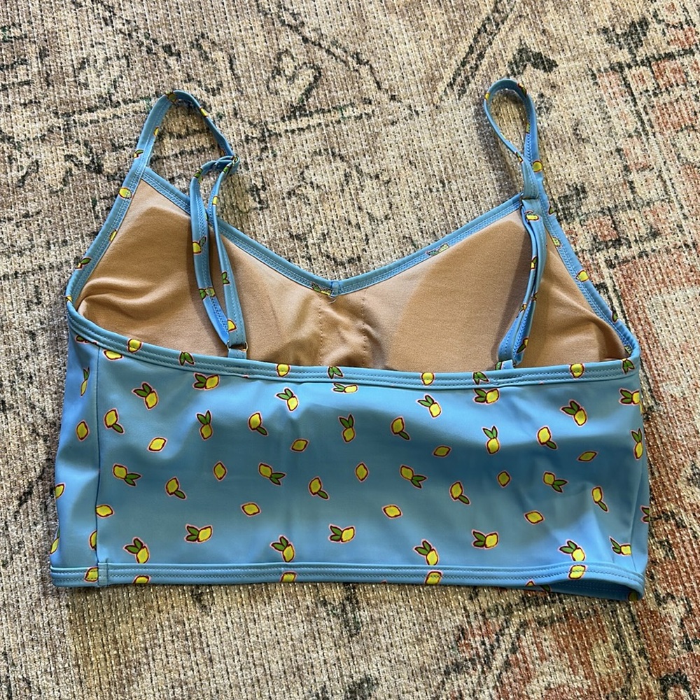 Kortni Jeane Blue Lemon Print Swim Top - Picture 2 of 3